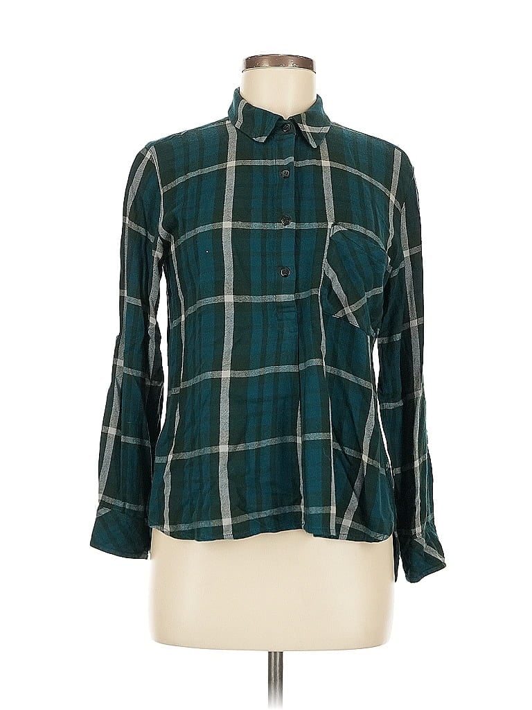 Pre-owned Sanctuary Long Sleeve Button Down Shirt In Blue