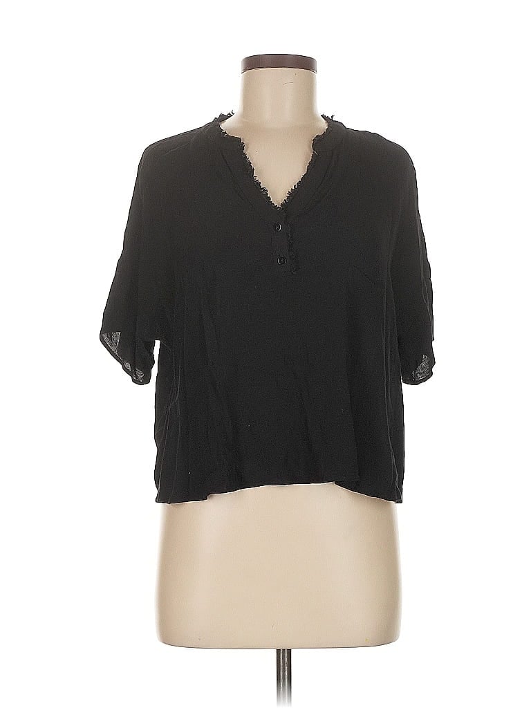 Pre-owned Greylin Short Sleeve Blouse In Black