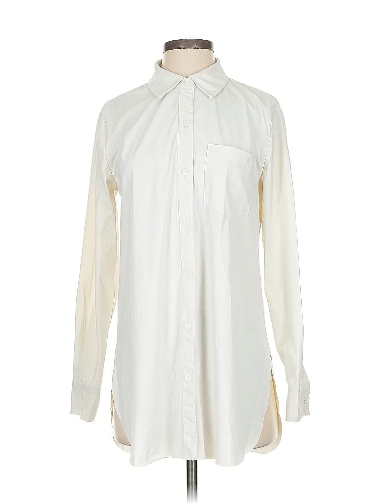Lyssé 100% Nylon Color Block Ivory Long Sleeve Button-Down Shirt Size S - photo 1