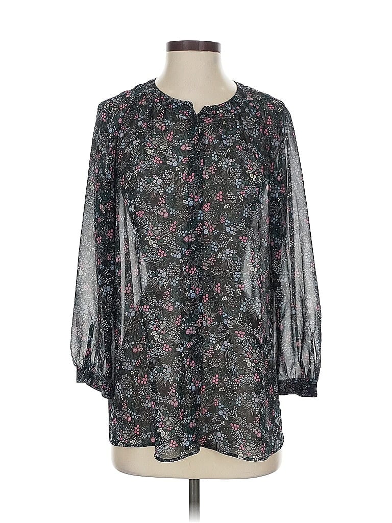 Pre-owned Uniqlo Long Sleeve Blouse In Black