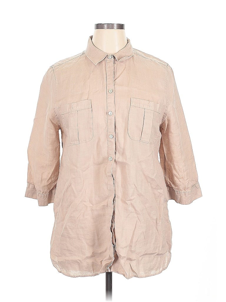 Click to view more detailed imagery on our partner's website Pre-owned Chico's 3/4 Sleeve Button Down Shirt In Brown