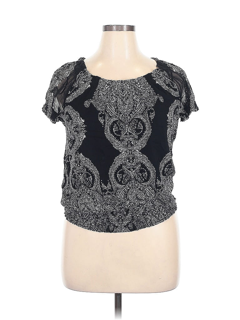 Pre-owned Inc International Concepts Short Sleeve Top Black Scoop Neck Tops