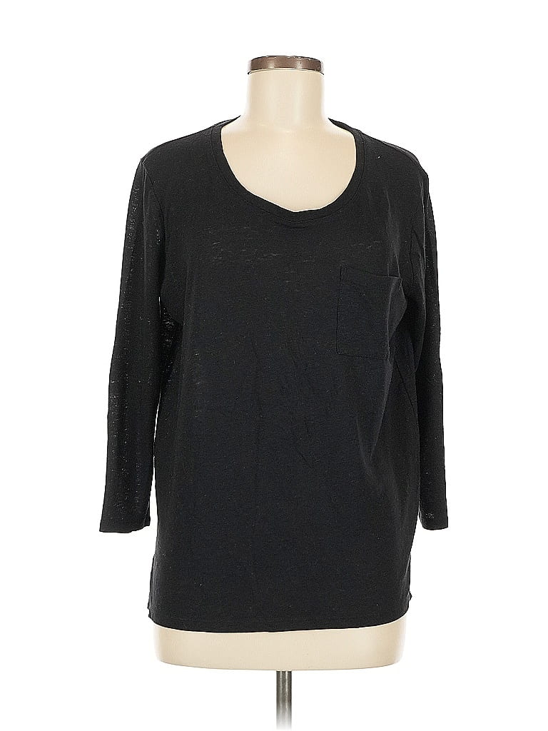 Pre-owned Old Navy 3/4 Sleeve Top Black Scoop Neck Tops