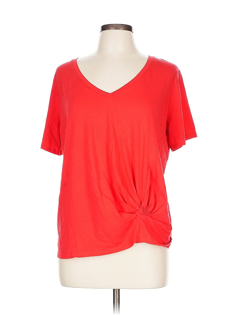 Pre-owned Express Short Sleeve Top Red V Neck Tops
