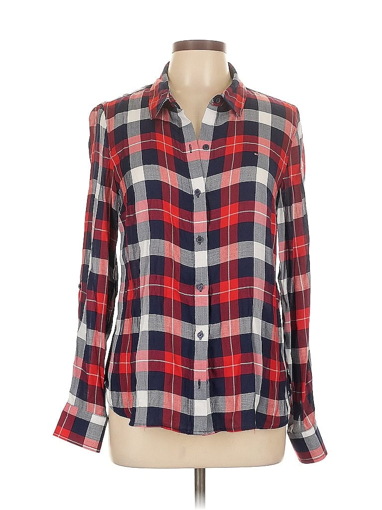 Pre-owned Tommy Hilfiger Long Sleeve Button Down Shirt In Red