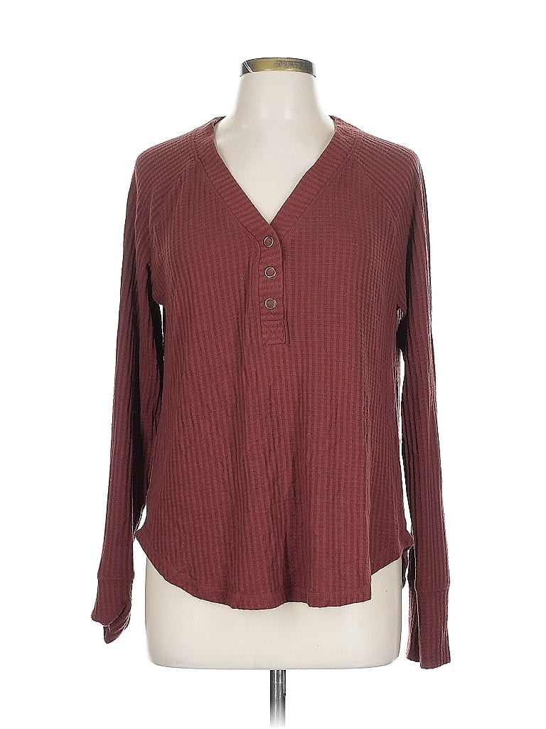 Natural Reflections Burgundy Long Sleeve Henley Size L - photo 1