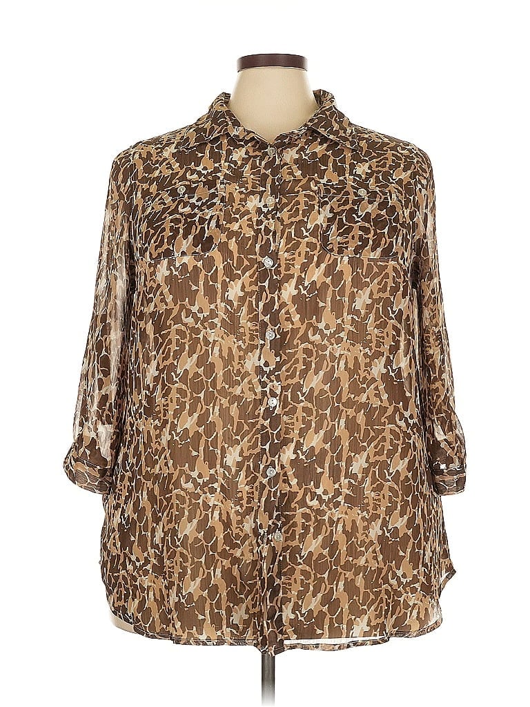 AVENUE Pre-owned 3/4 Sleeve Blouse In Brown