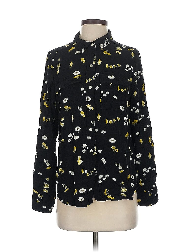 Pre-owned Lucky Brand Long Sleeve Blouse In Black