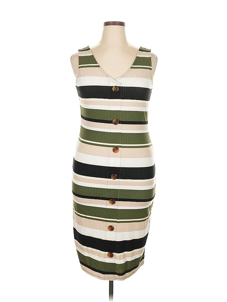 No Boundaries 100% Polyester Stripes Green Casual Dress Size XL - photo 1