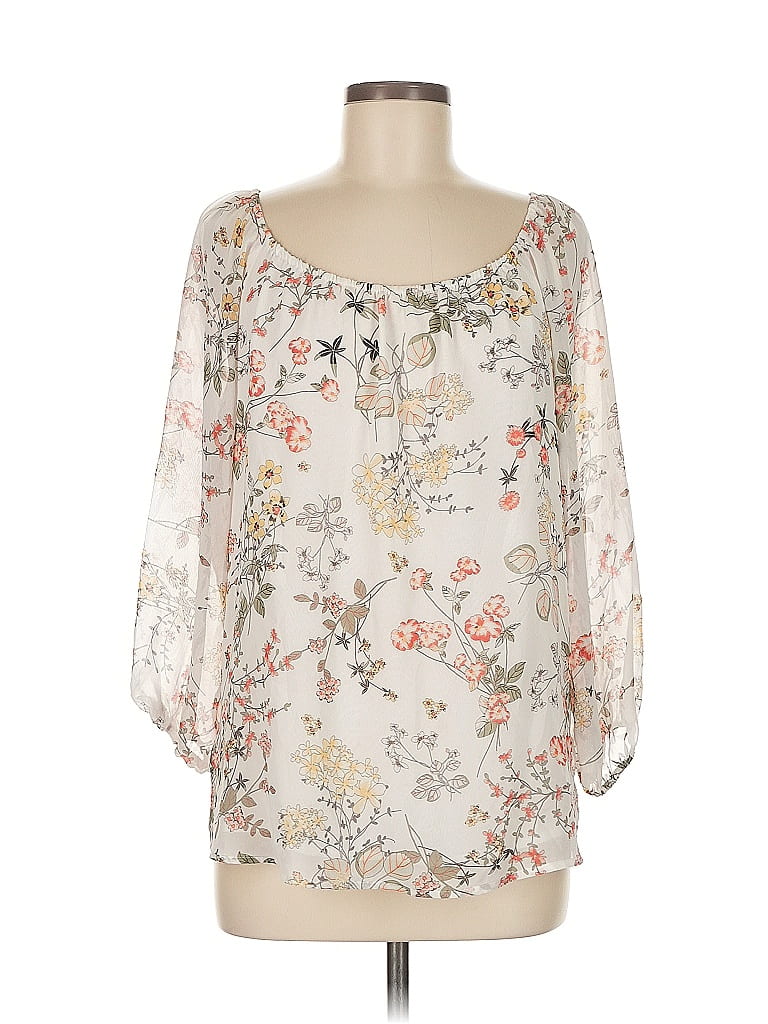 Soho JEANS NEW YORK & COMPANY 100% Polyester Ivory 3/4 Sleeve Blouse Size M - photo 1