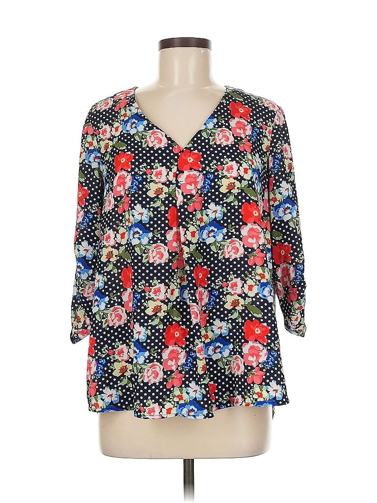 Q & A Pre-owned 3/4 Sleeve Blouse In Black