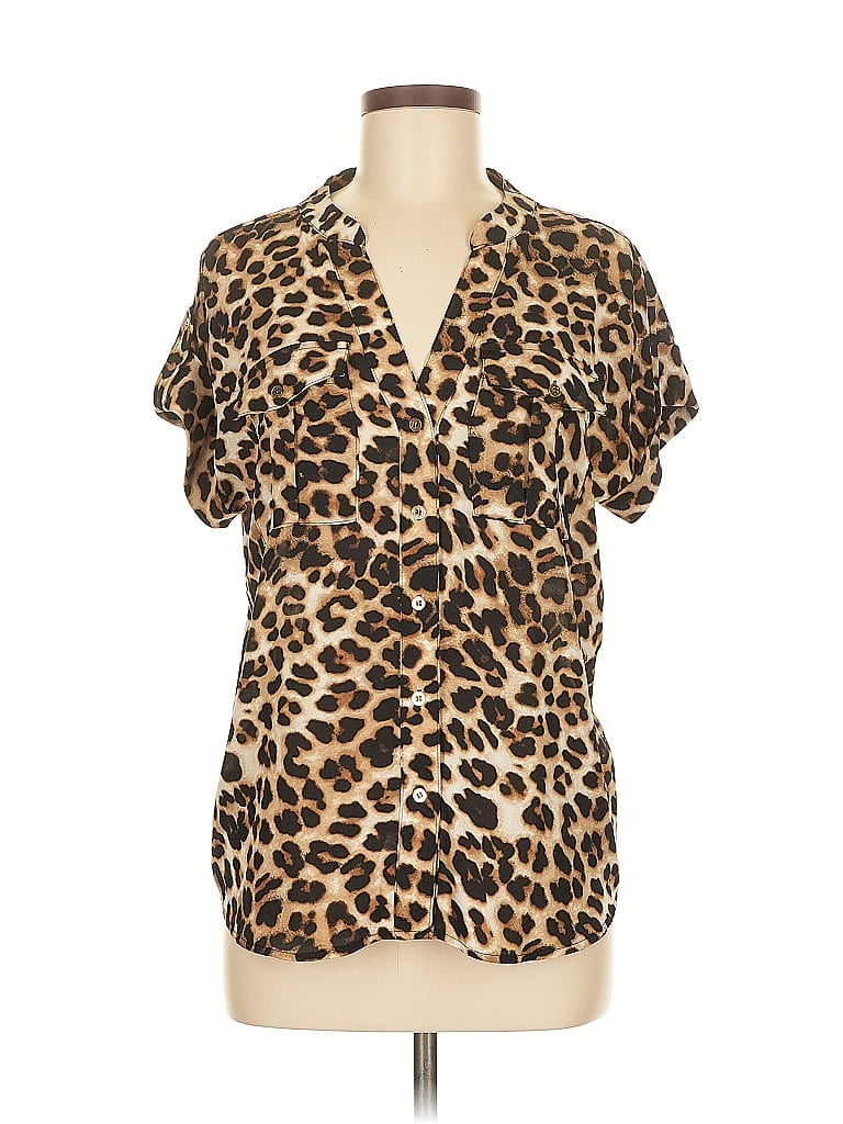 Pre-owned Ny & C Short Sleeve Blouse In Brown