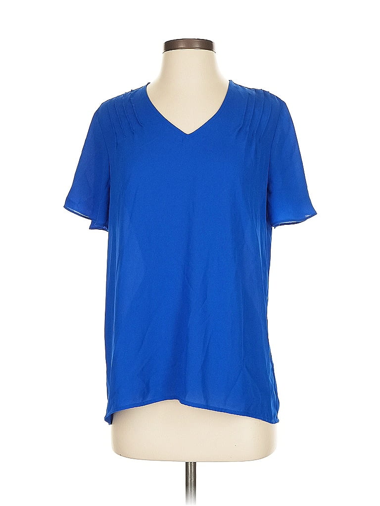 Pre-owned Pleione Short Sleeve Blouse In Blue