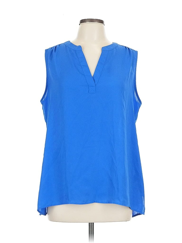 Chaus 100% Polyester Blue Sleeveless T-Shirt Size L - photo 1