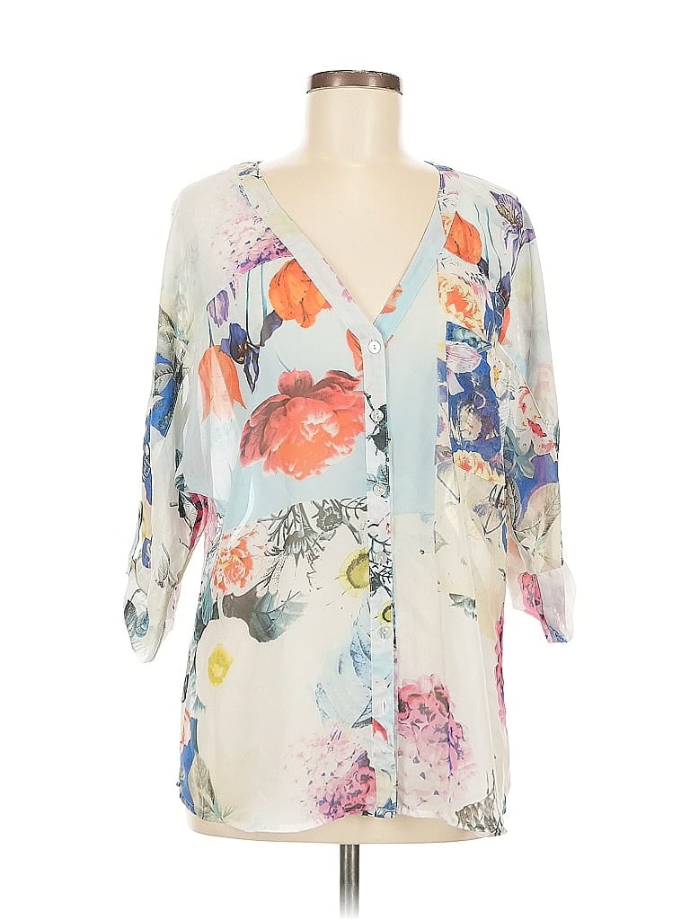 Pre-owned Daniel Rainn 3/4 Sleeve Blouse In White