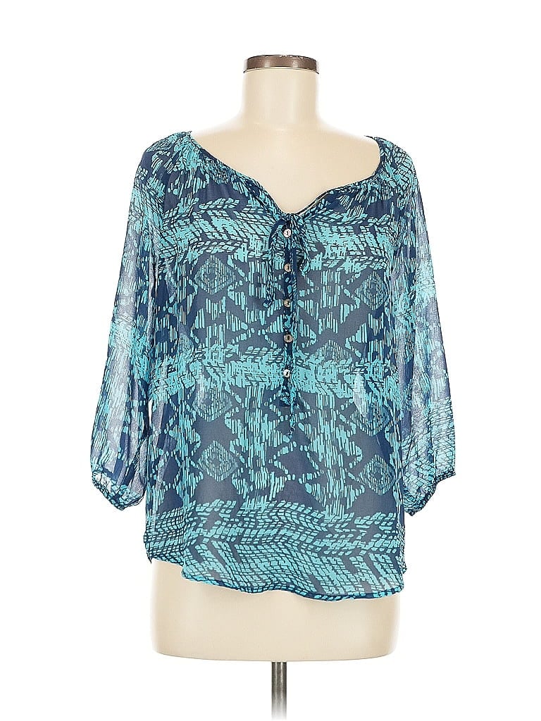 Pre-owned Aqua 3/4 Sleeve Blouse In Blue