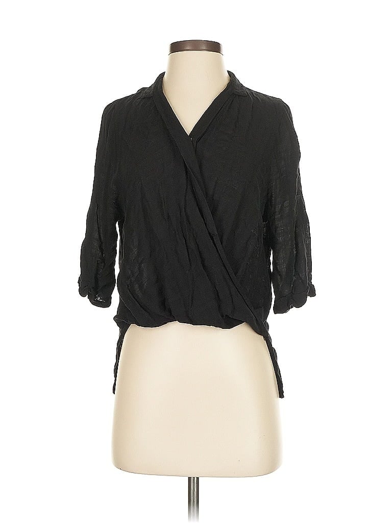 Pre-owned Venus 3/4 Sleeve Blouse In Black