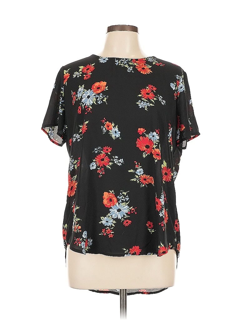 Pre-owned Philosophy Republic Clothing Short Sleeve Blouse In Black