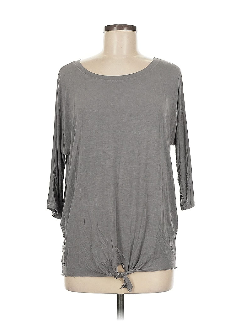 Pre-owned Michael Stars 3/4 Sleeve Top Gray Boatneck Tops