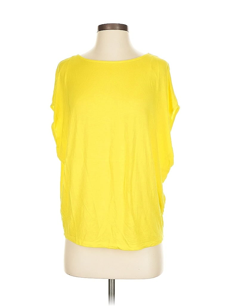 Pre-owned Zara W&b Collection Short Sleeve Top Yellow Boatneck Tops