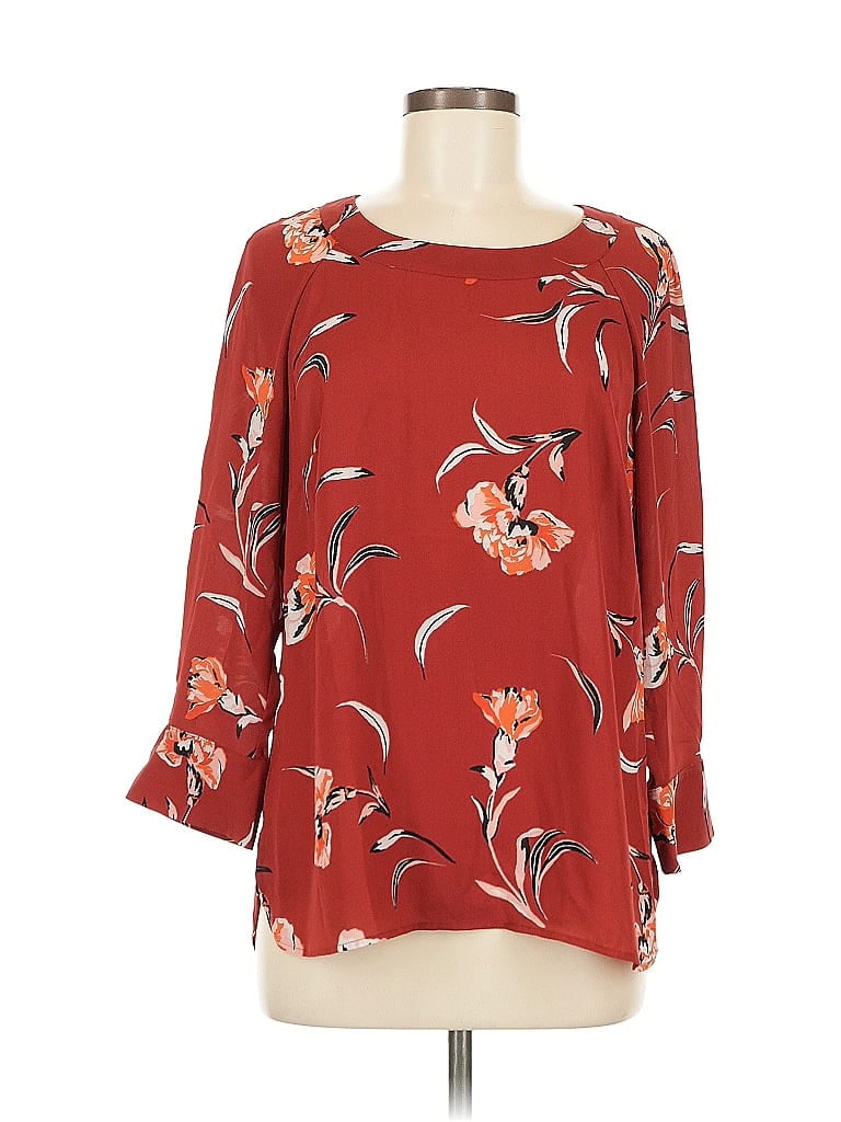 Pre-owned Daniel Rainn 3/4 Sleeve Blouse In Burgundy