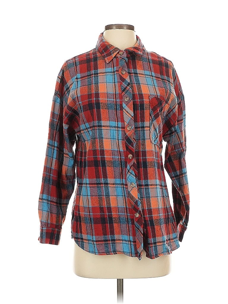 Pre-owned Assorted Brands Long Sleeve Button Down Shirt In Red