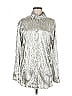 Buddy Love 100% Polyester Metallic Silver Long Sleeve Blouse Size M - photo 1