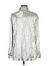 Buddy Love 100% Polyester Metallic Silver Long Sleeve Blouse Size M - photo 2