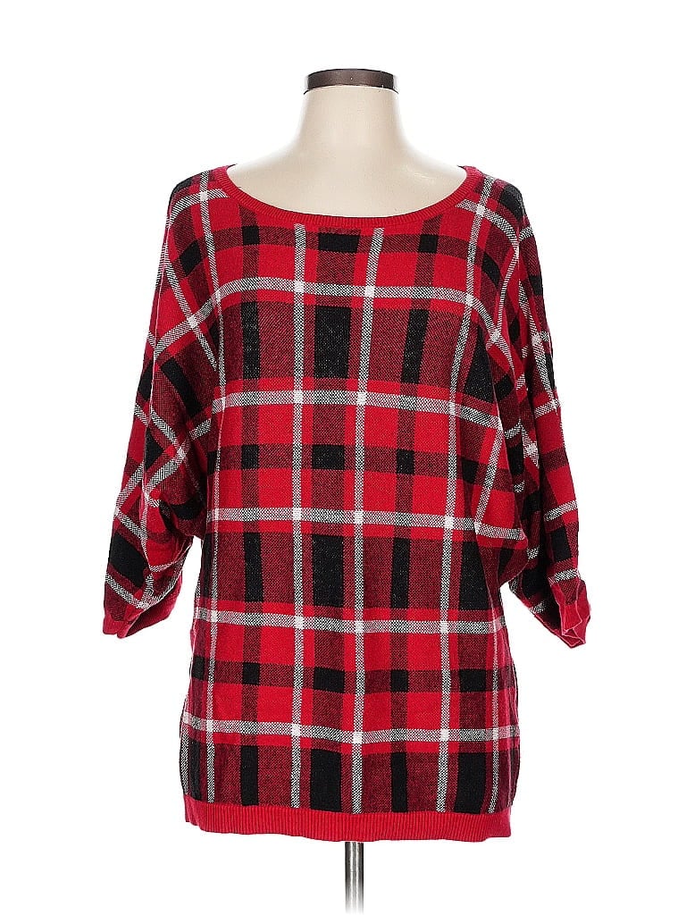 Soho JEANS NEW YORK & COMPANY Plaid Red Pullover Sweater Size L - photo 1