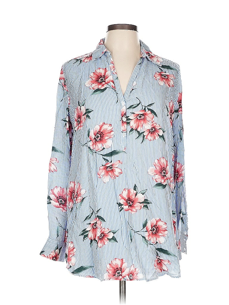 Pre-owned Pleione Long Sleeve Blouse In Blue