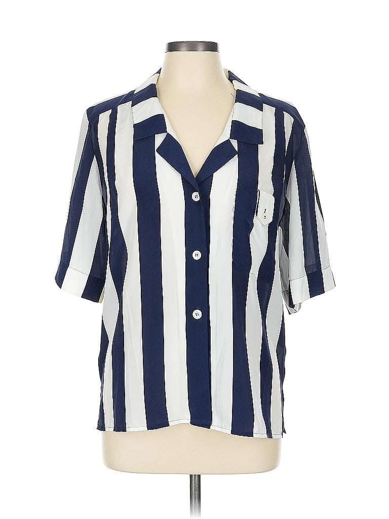 LIZ CLAIBORNE Pre-owned Short Sleeve Blouse In Blue