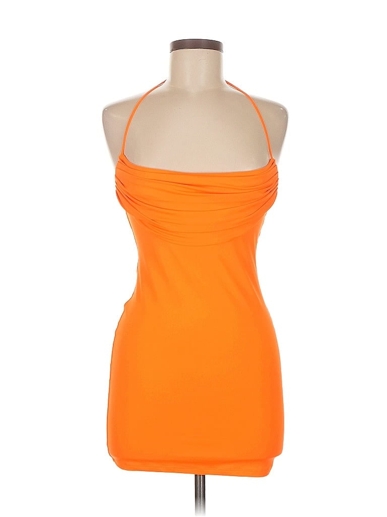 Click to view more detailed imagery on our partner's website Pre-owned Oh Polly Sleeveless Top Orange Halter Neckline Tops