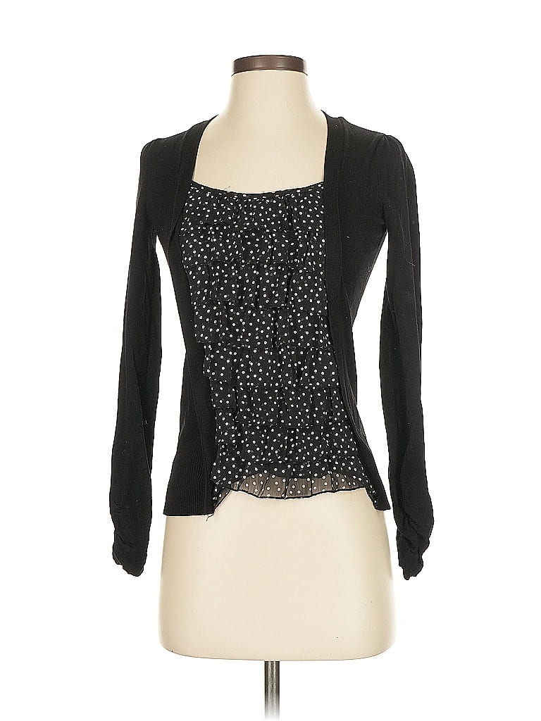 Pre-owned Inc International Concepts Long Sleeve Top Black Sweetheart Neckline Tops