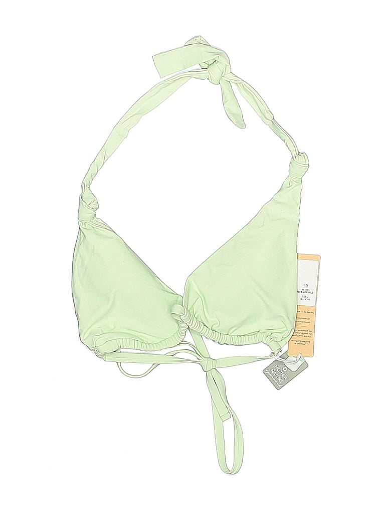 Swim Systems Swimsuit Top Green Solid Pattern Swimwear