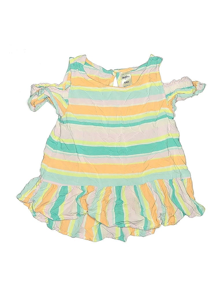 Pre-owned Oshkosh B'gosh Kids' Sleeveless Top Yellow Ruffles Neckline Tops