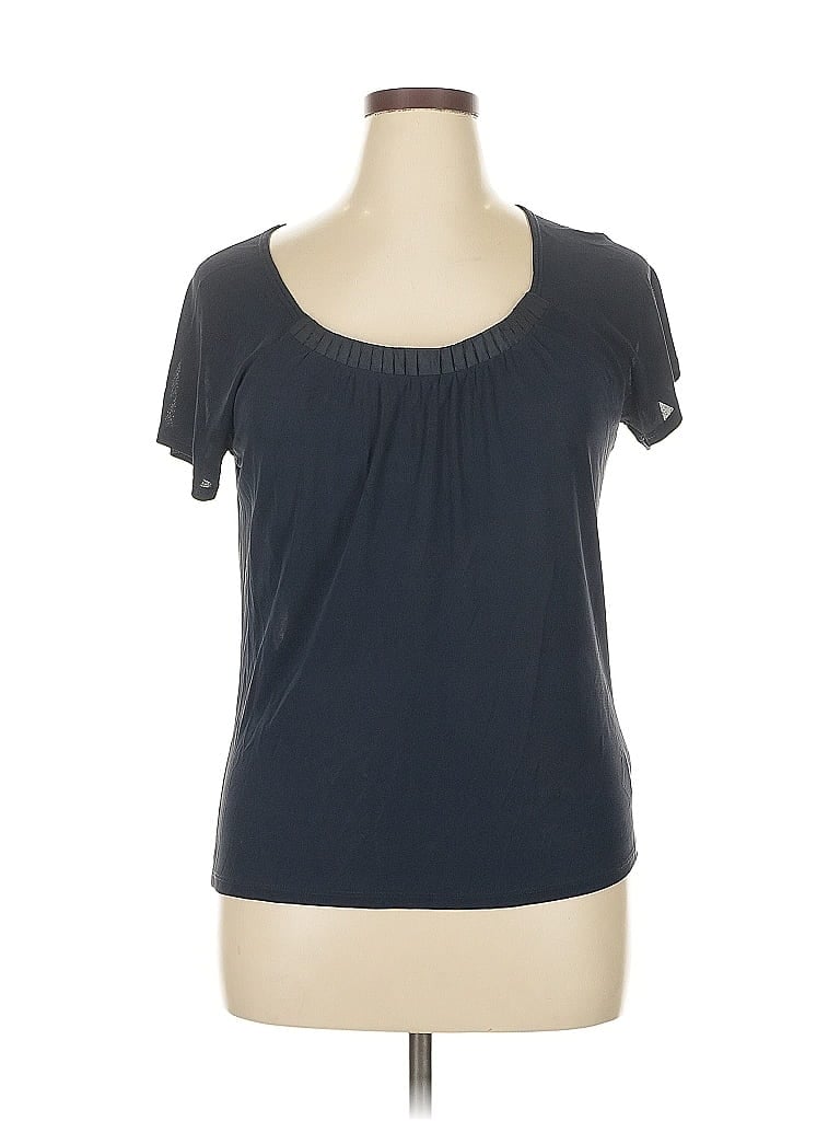 Pre-owned Ellen Tracy Short Sleeve Top Blue Scoop Neck Tops