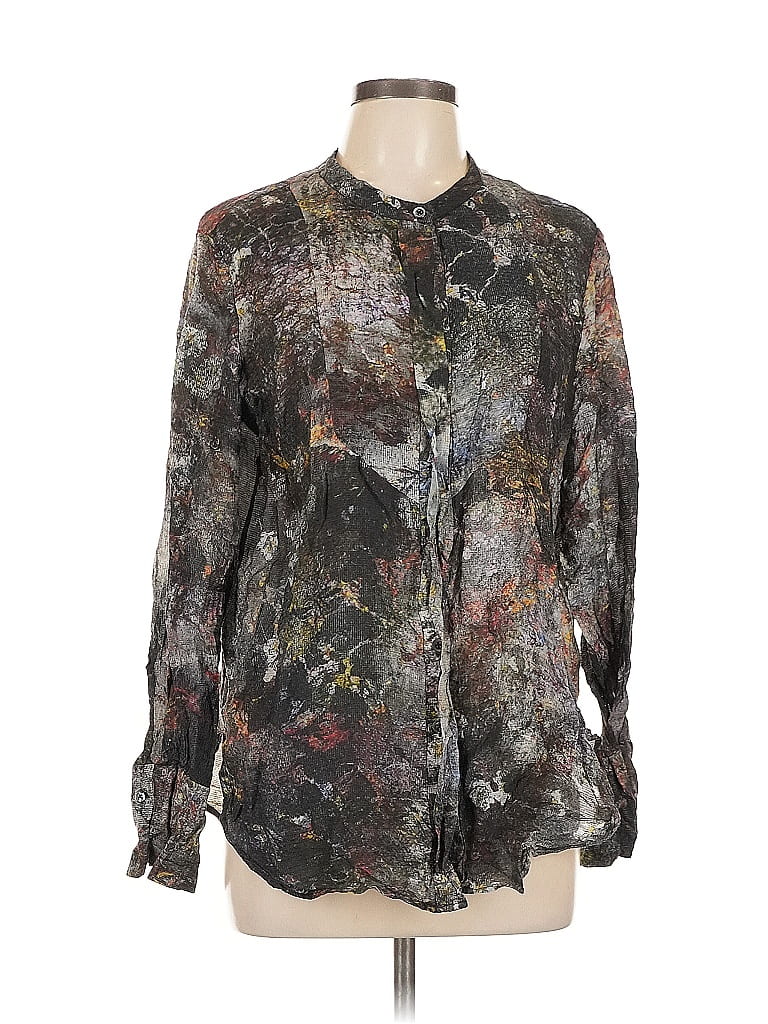 Pre-owned High Use Long Sleeve Blouse In Gray