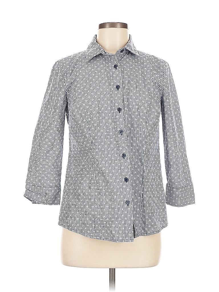 Click to view more detailed imagery on our partner's website Pre-owned Van Heusen 3/4 Sleeve Button Down Shirt In Gray