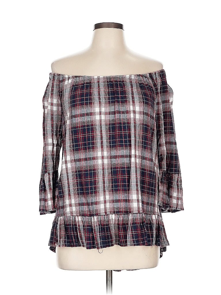 Pre-owned Como Vintage 3/4 Sleeve Blouse In Red