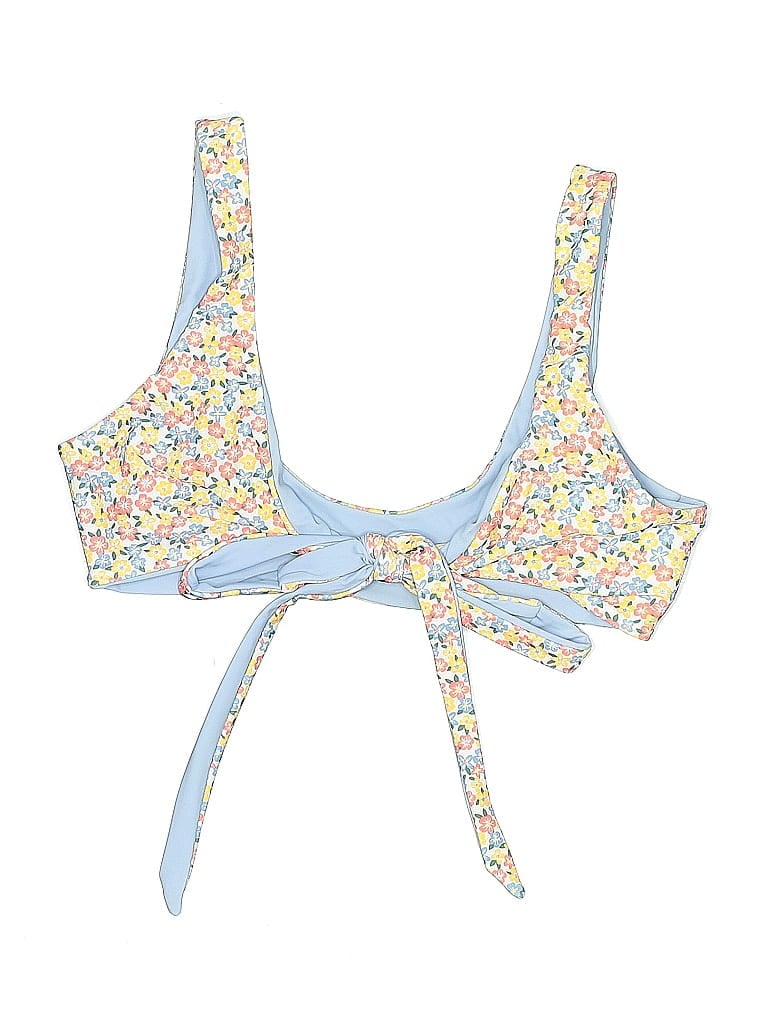 Pre-owned Hollister Swimsuit Top Blue Floral Pattern Swimwear