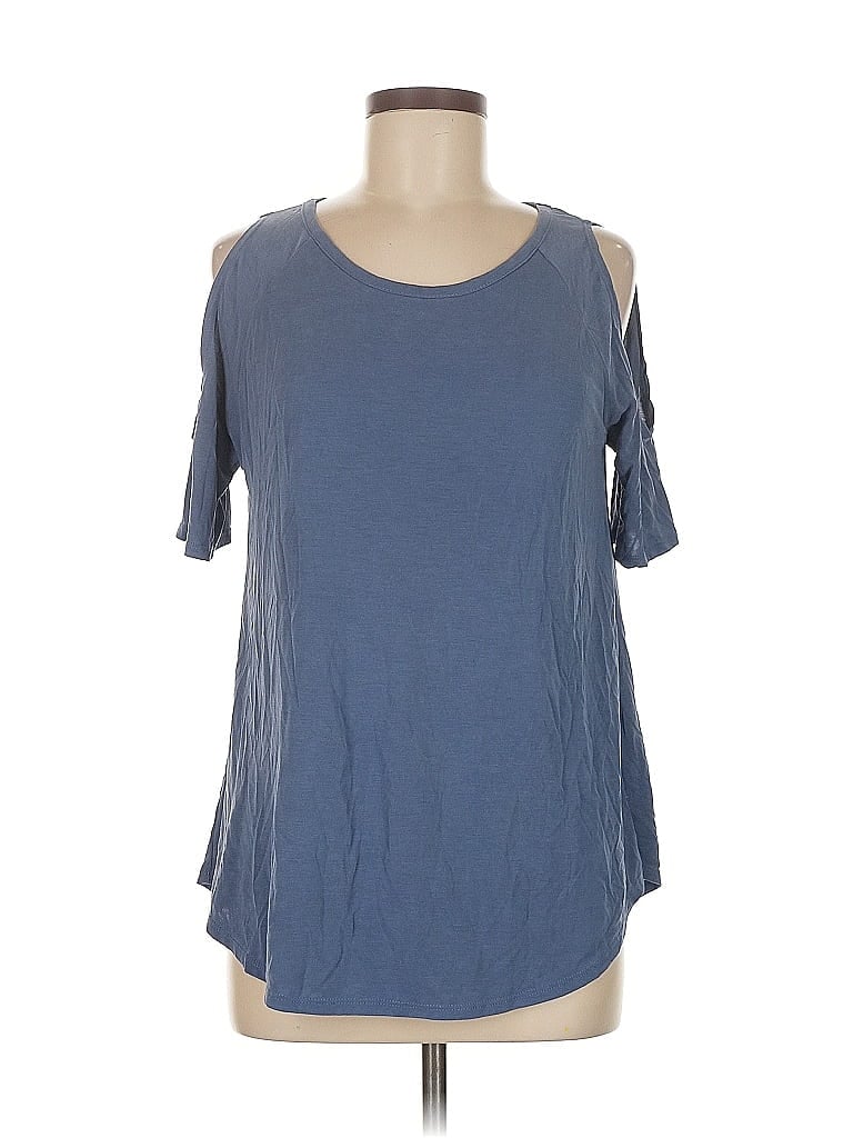 Pre-owned Hummingbird Short Sleeve Top Blue Cold Shoulder Neckline Tops