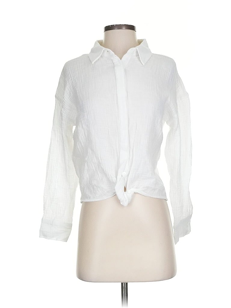 Monrow 100% Cotton White Long Sleeve Blouse Size S - photo 1
