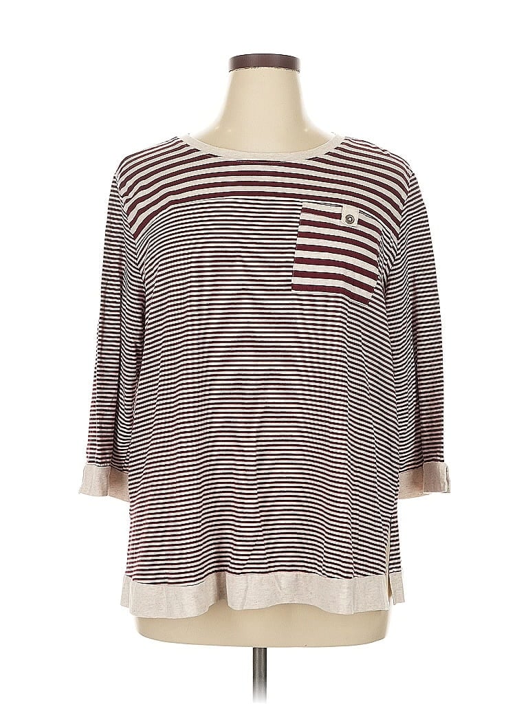 Pre-owned Erika 3/4 Sleeve Top Burgundy Boatneck Tops