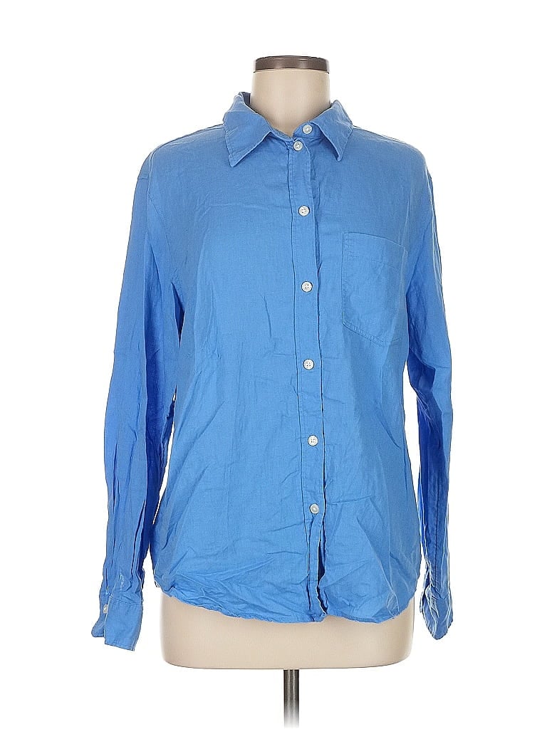 Pre-owned H&m Long Sleeve Polo Shirt In Blue