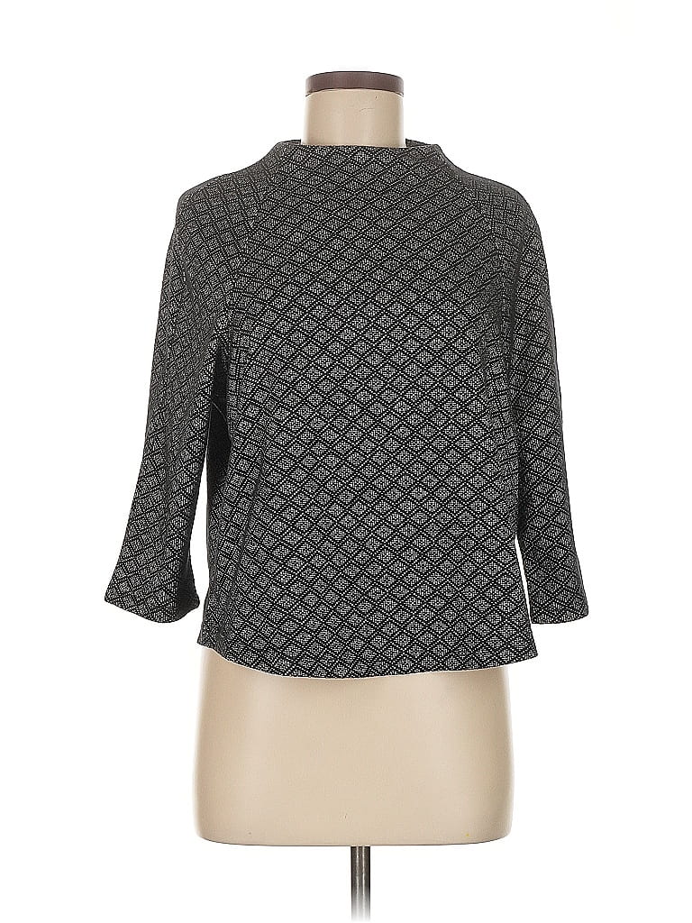 Pre-owned Unbranded 3/4 Sleeve Top Gray Mock Neckline Tops