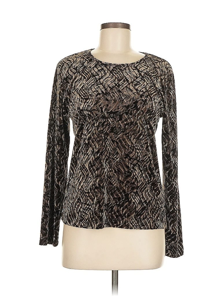 Chico's Design Print Black Long Sleeve Top Size Med (1) - photo 1