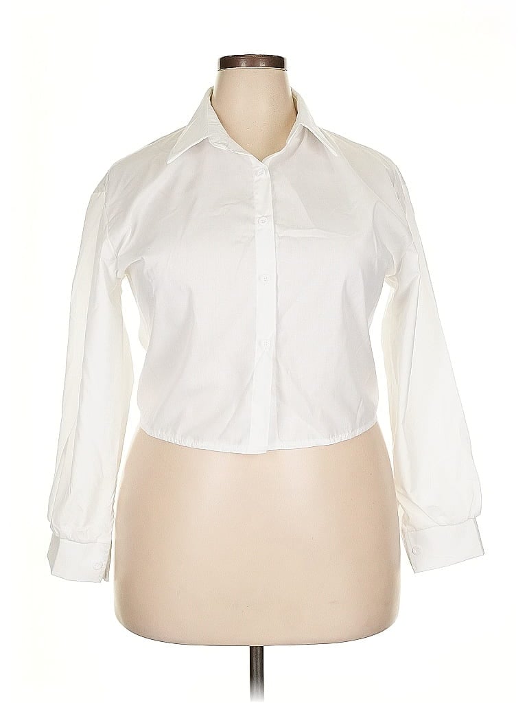 Pre-owned Unbranded 3/4 Sleeve Button Down Shirt In White