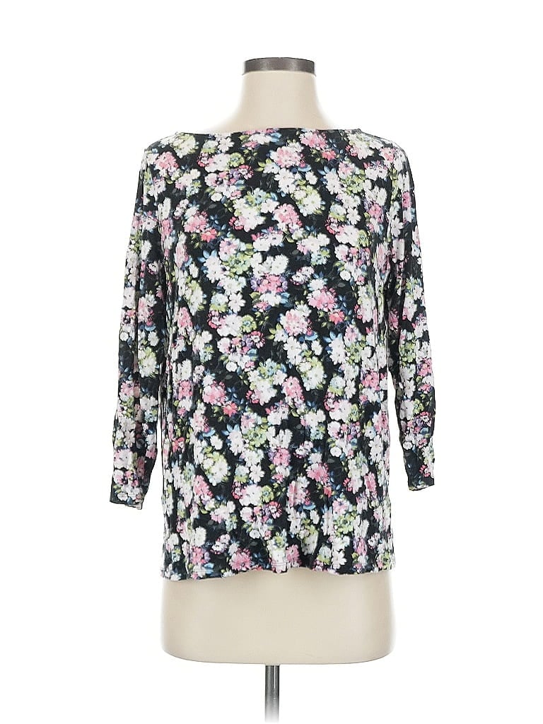 Pre-owned Jjill 3/4 Sleeve T-shirt In Black