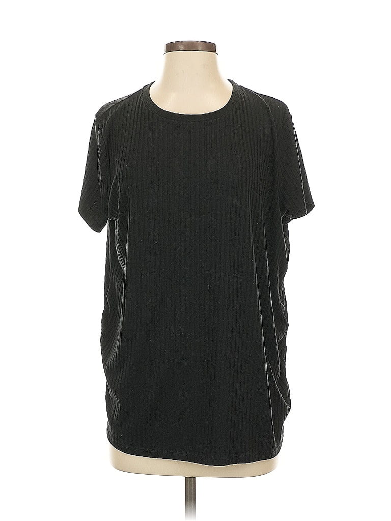 Pre-owned H&m Short Sleeve Top Black Crew Neck Tops