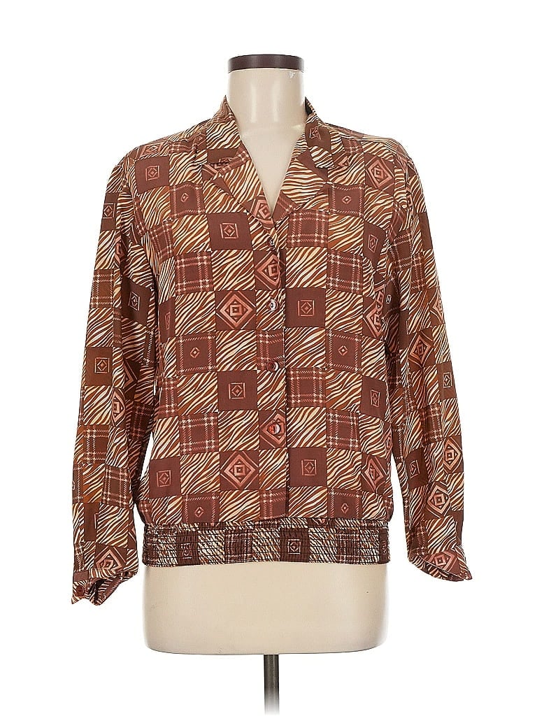 Pre-owned Notations 3/4 Sleeve Blouse In Brown